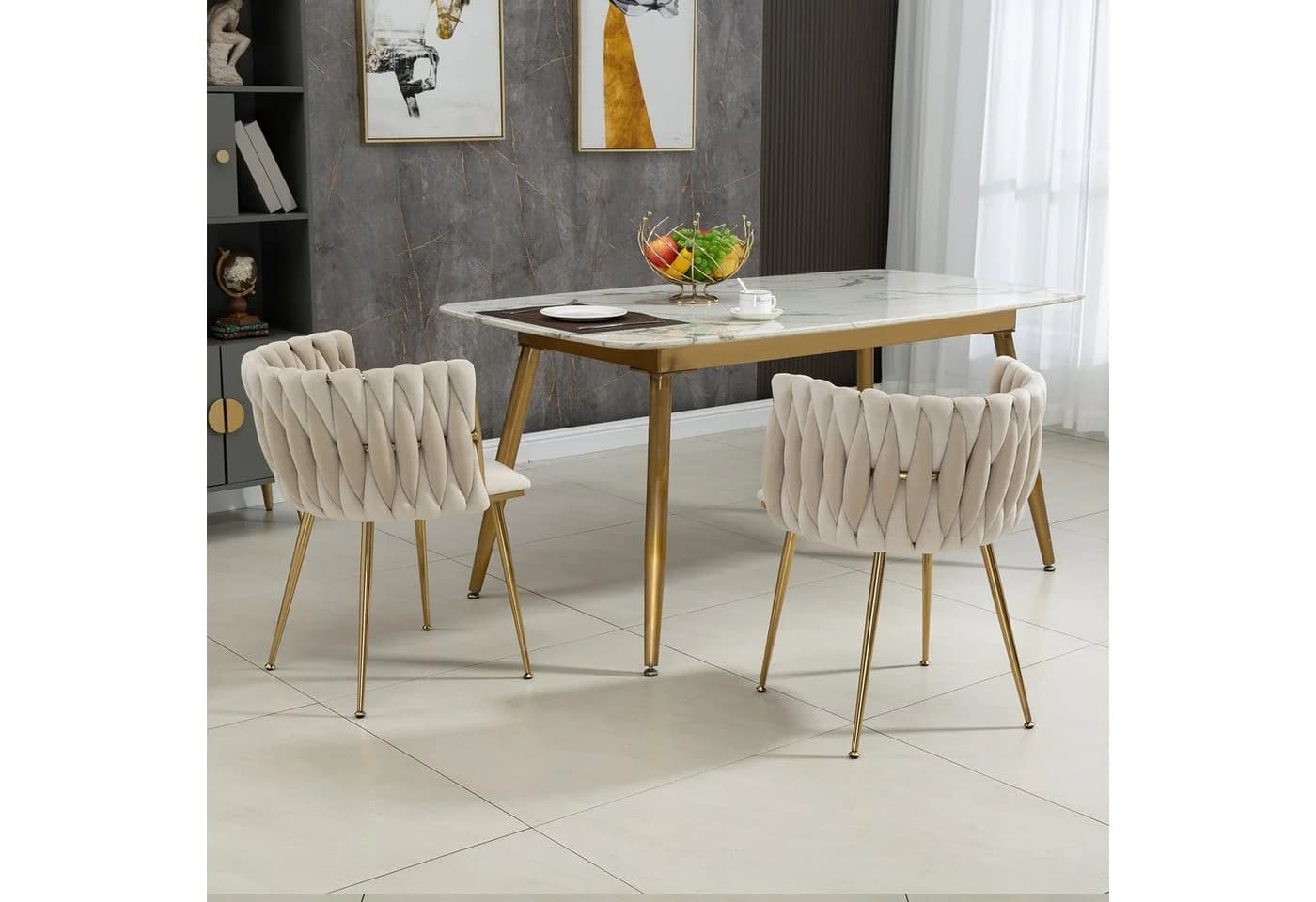 KLAM HOME Esszimmerstuhl Samt Gold - Bild 5