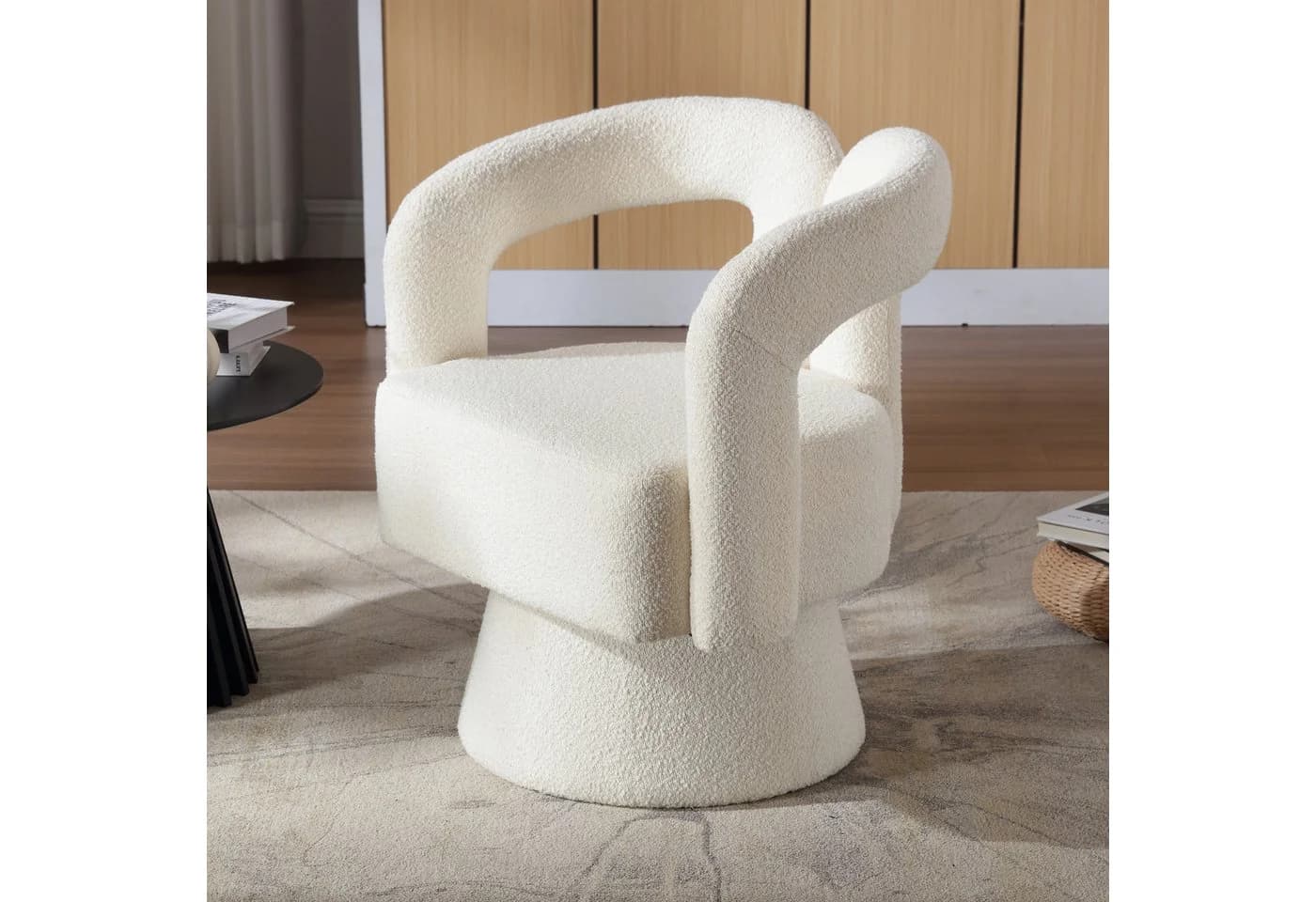 KLAM HOME Drehstuhl 360-Grad-Schwenk Cuddle-Fass Bürostuhl Beige - Bild 3
