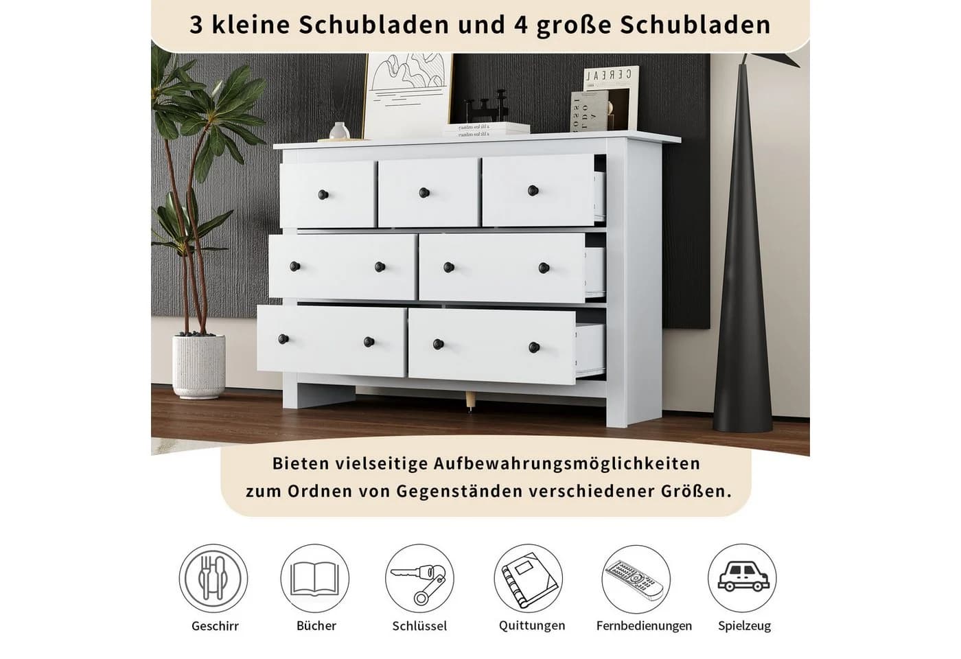 KLAM HOME Sideboard Weiß Modern - Bild 5