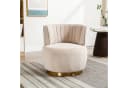 KLAM HOME Moderner 360-Grad-Drehstuhl aus Teddy/Samt Beige Bild 1
