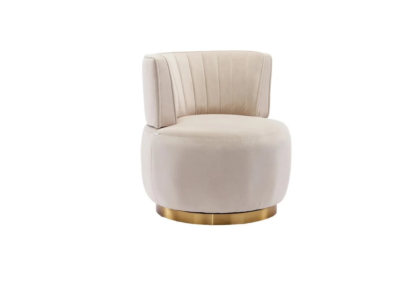 KLAM HOME Moderner 360-Grad-Drehstuhl aus Teddy/Samt Beige - Bild 2