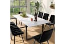 KLAM HOME Esstisch 140/180x80x75cm Weiße MDF-Tischplatte Marmormuster Metallgestell Bild 1