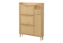 KLAM HOME Schuhschrank Rattan 3 Türen 1 Schublade Massivholzbeine Bild 1
