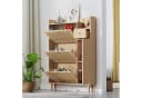 KLAM HOME Schuhschrank Rattan 3 Türen 1 Schublade Massivholzbeine Bild 2