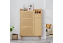 KLAM HOME Schuhschrank Rattan 3 Türen 1 Schublade Massivholzbeine Bild 3