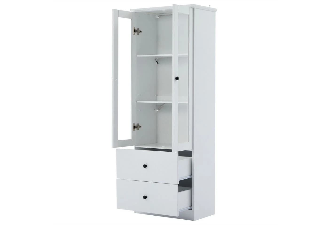 KLAM HOME Vitrine Modern Weiß Matt mit LED & USB