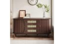 KLAM HOME Sideboard Rattankommode Kommode mit Schiebetüren Holzfarbe Bild 2