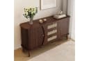 KLAM HOME Sideboard Rattankommode Kommode mit Schiebetüren Holzfarbe Bild 5