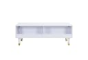 KLAM HOME Couchtisch mit LED-Beleuchtung Gold-Weiß Massivholzbeine Bild 1