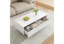 KLAM HOME Couchtisch mit LED-Beleuchtung Gold-Weiß Massivholzbeine Bild 2