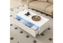 KLAM HOME Couchtisch mit LED-Beleuchtung Gold-Weiß Massivholzbeine Bild 3