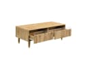 KLAM HOME Couchtisch mit LED-Beleuchtung Gold-Weiß Massivholzbeine Bild 1