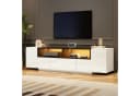 KLAM HOME TV-Schrank Hochglanzweiß mit LED-Beleuchtung und L-Form Bild 2