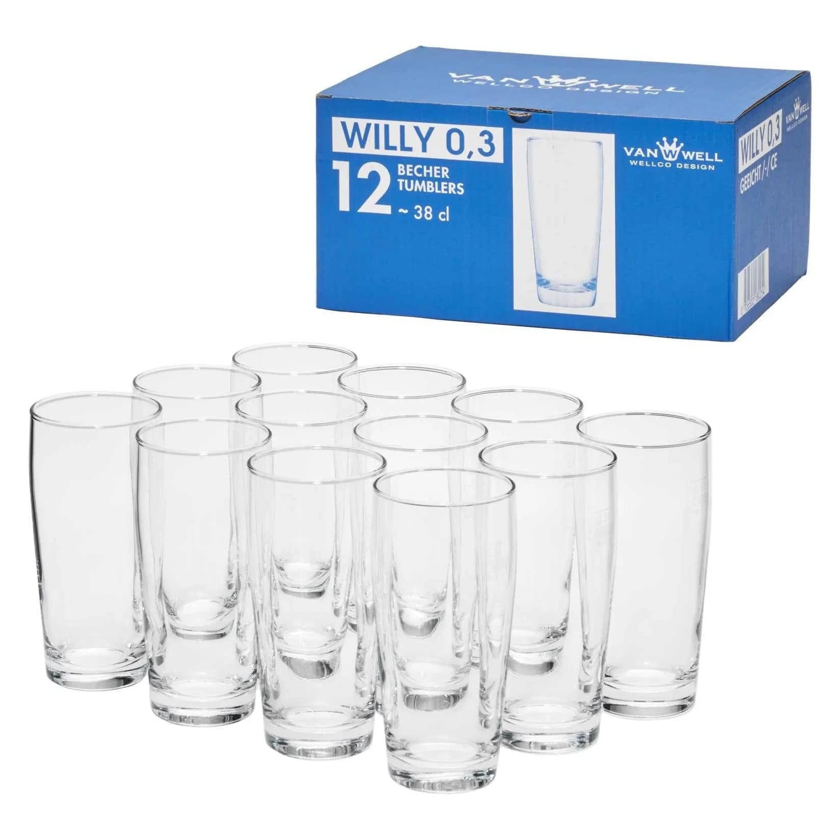 Van Well Willybecher 12er Set 0,3 Liter geeicht transparent