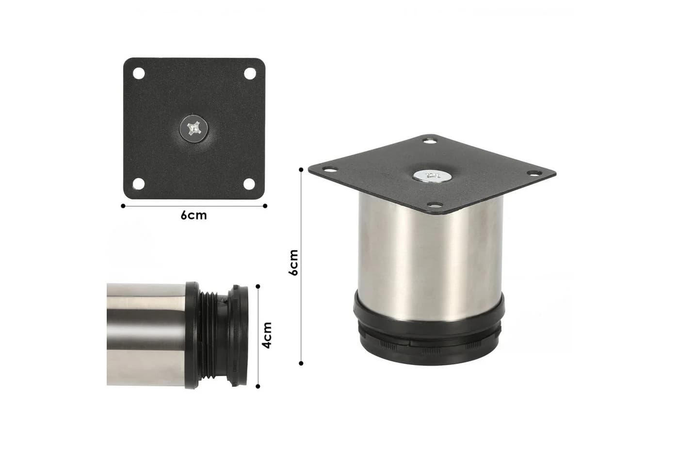 Clanmacy Möbelfuß Edelstahl 4er Set höhenverstellbar 250kg
