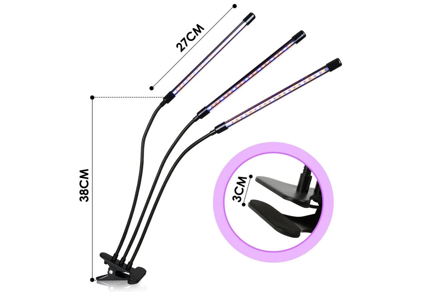 Clanmacy Pflanzenlampe 30W/40W LED mit 10 Helligkeitsstufen & Timing-Funktion
