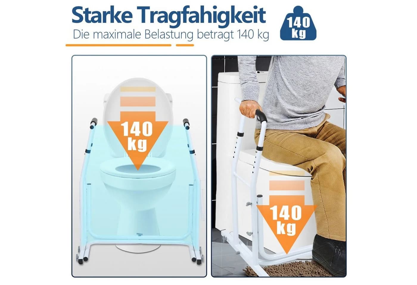 Clanmacy WC-Aufstehhilfe mit Ablagekorb Weiß - Bild 3
