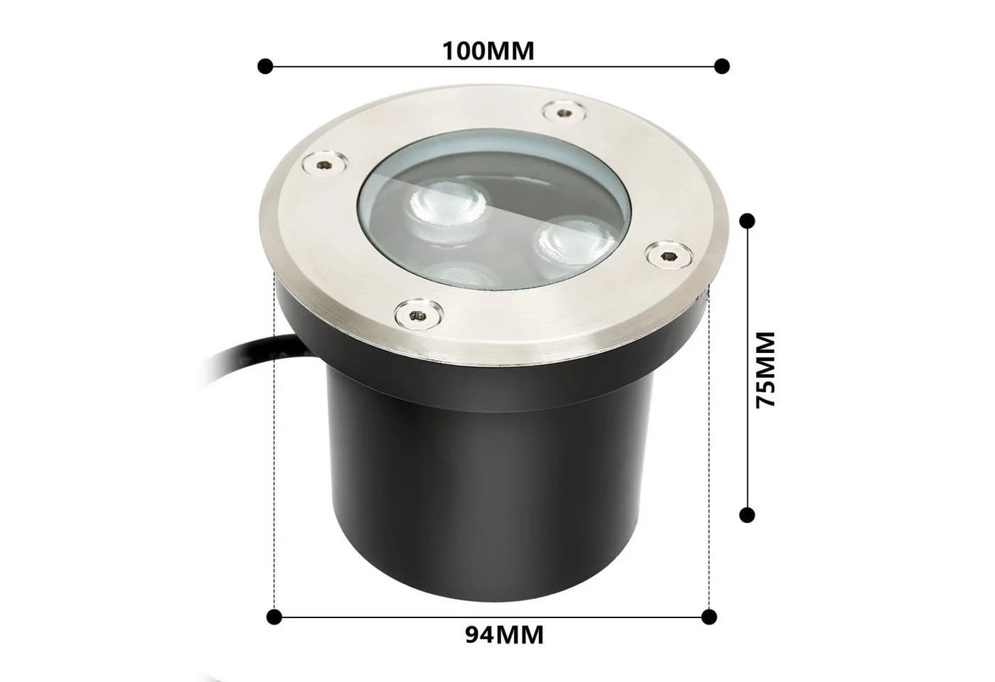Clanmacy LED Einbaustrahler 3W Schwarz Edelstahl