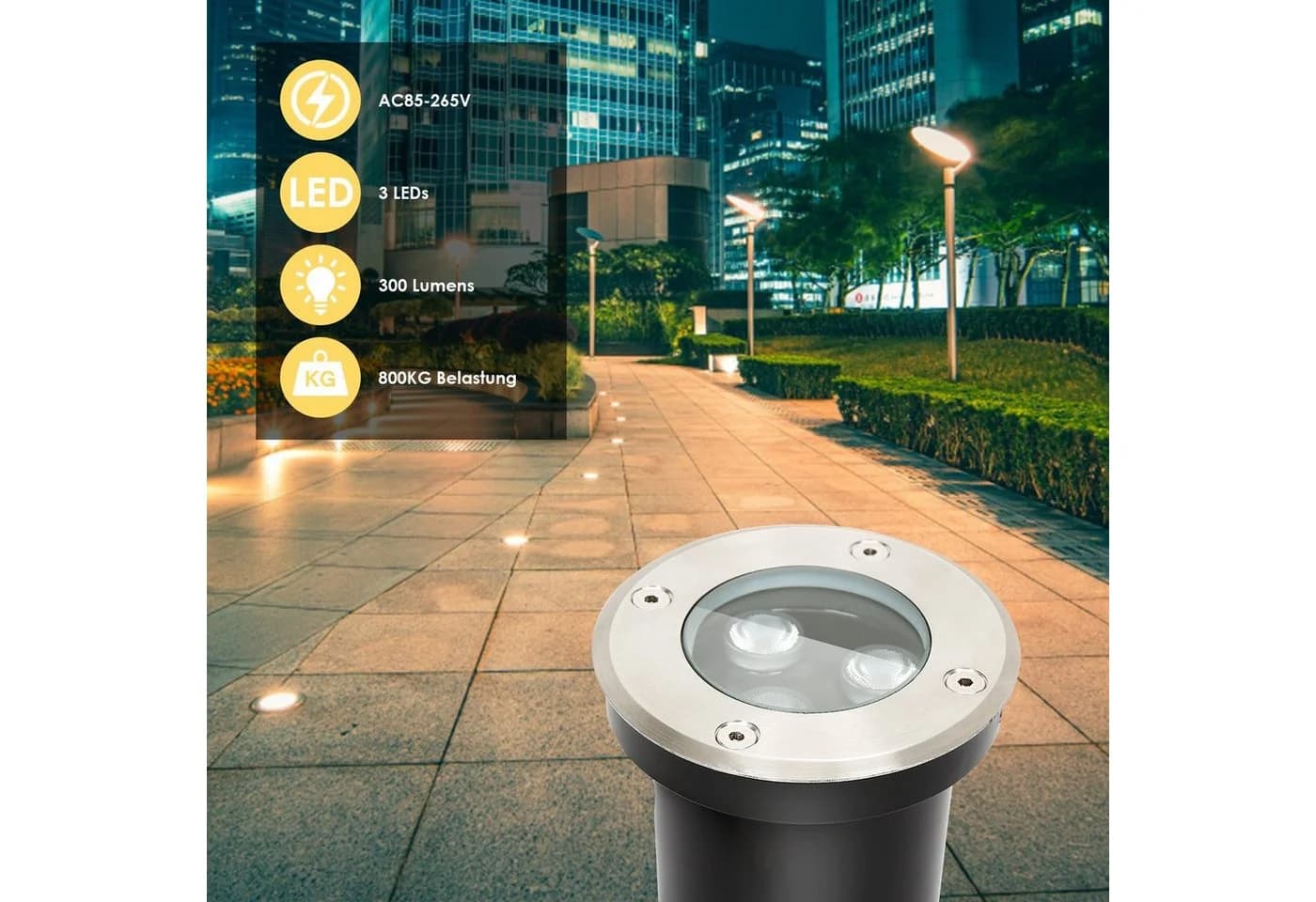 Clanmacy LED Einbaustrahler 3W Schwarz Edelstahl - Bild 5