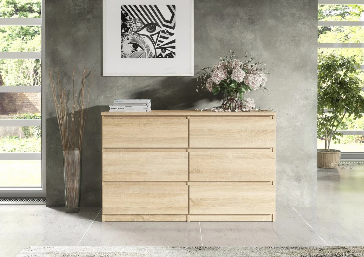 MAGOWA Kommode 120cm mit 6 Schubladen Braun Modern - Bild 4