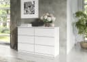 MAGOWA Kommode 140cm Weiß 6 Schubladen Modern Bild 1