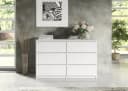 MAGOWA Kommode 140cm Weiß 6 Schubladen Modern Bild 3