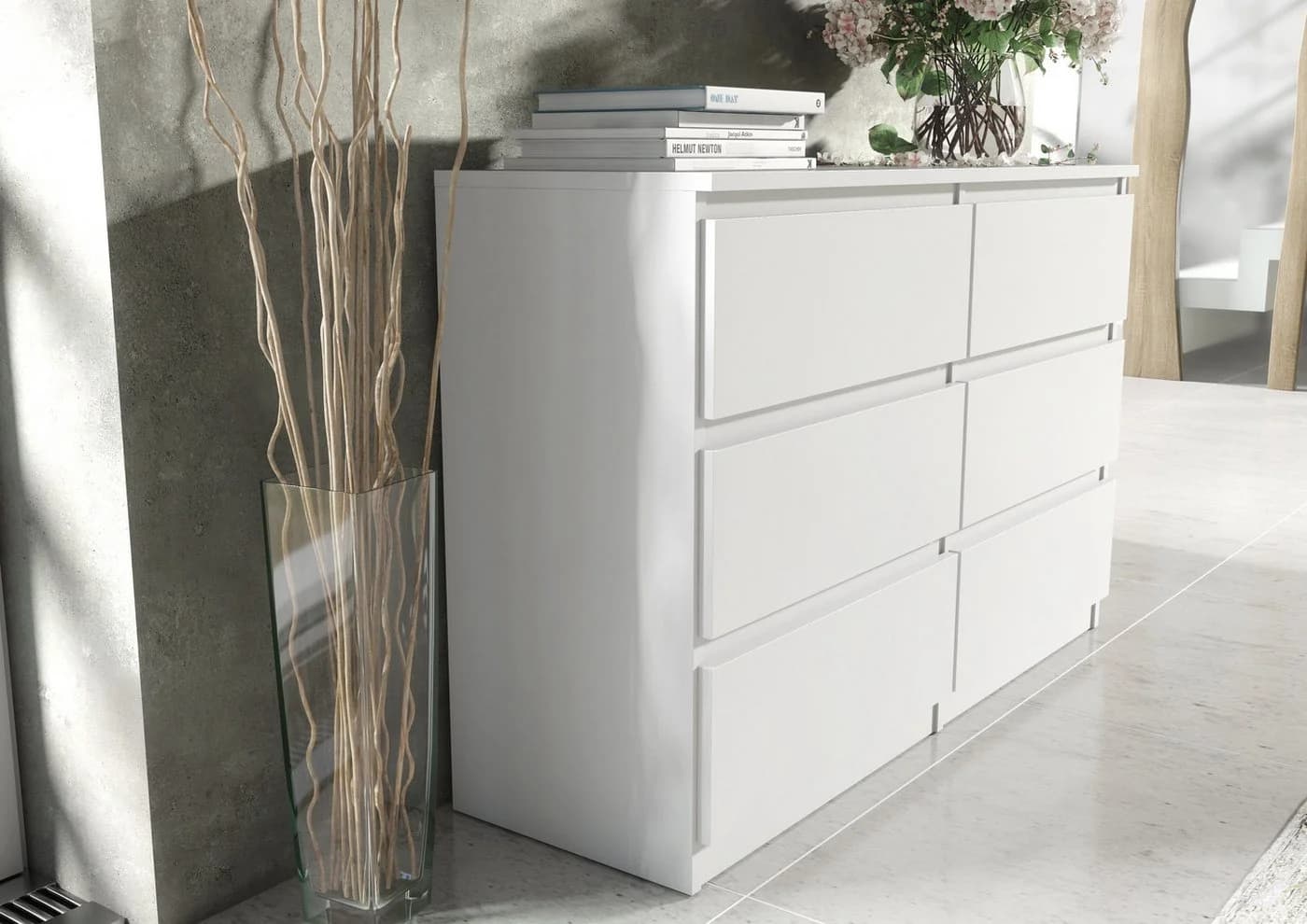 MAGOWA Kommode 140cm Weiß 6 Schubladen Modern - Bild 5