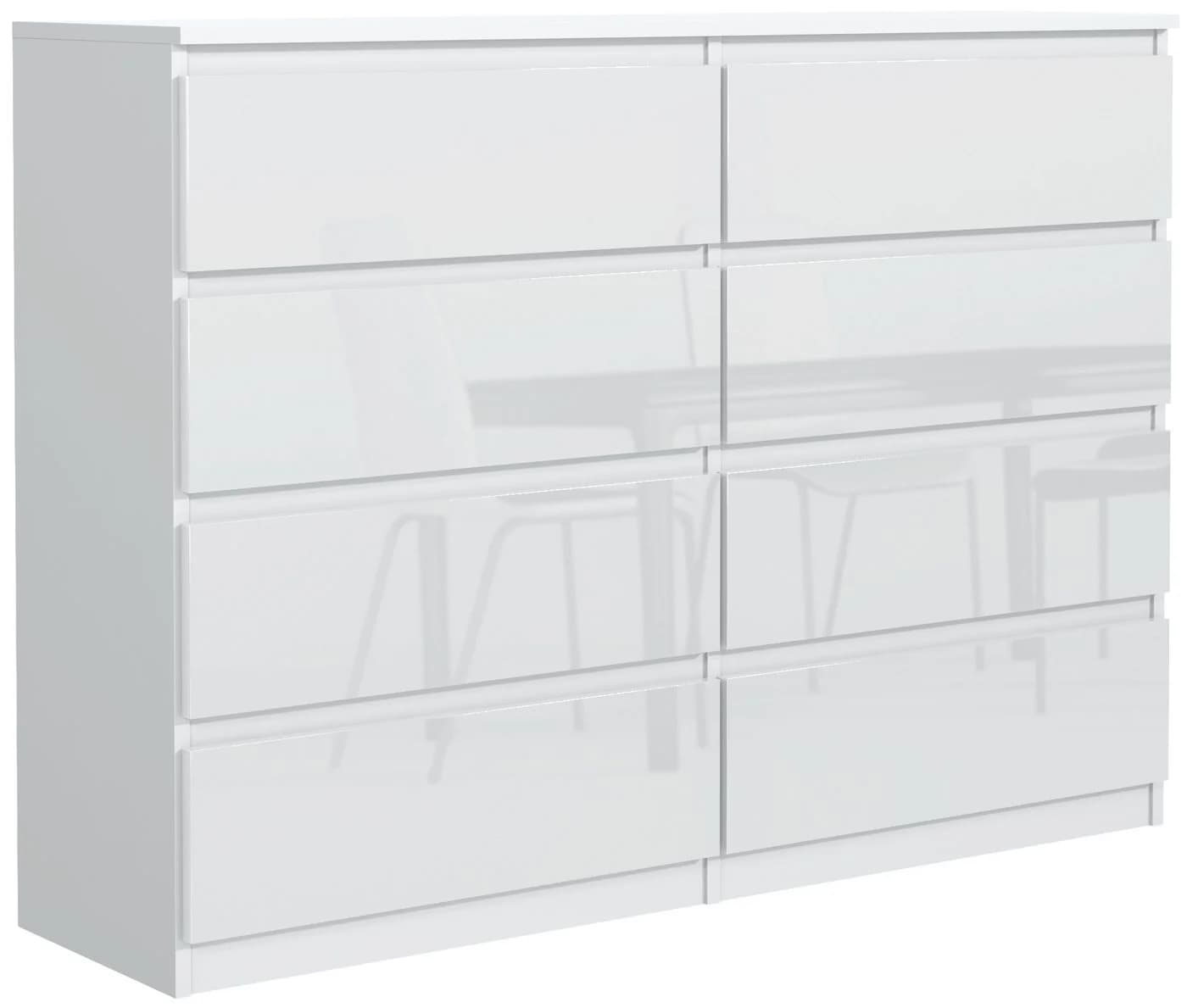 MAGOWA Schubkastenkommode 120 cm Weiß Hochglanz 8 Schubladen - Bild 2