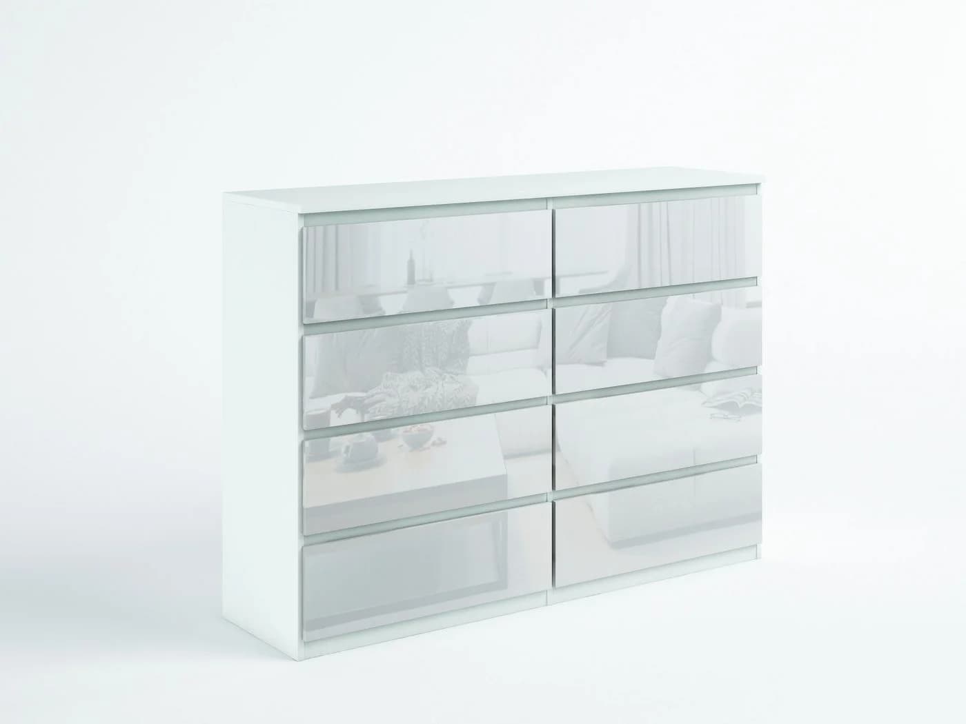 MAGOWA Schubkastenkommode 120 cm Weiß Hochglanz 8 Schubladen - Bild 3