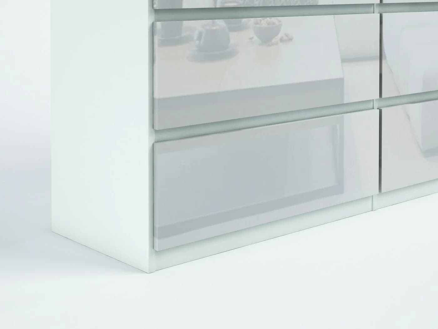 MAGOWA Schubkastenkommode 120 cm Weiß Hochglanz 8 Schubladen - Bild 5