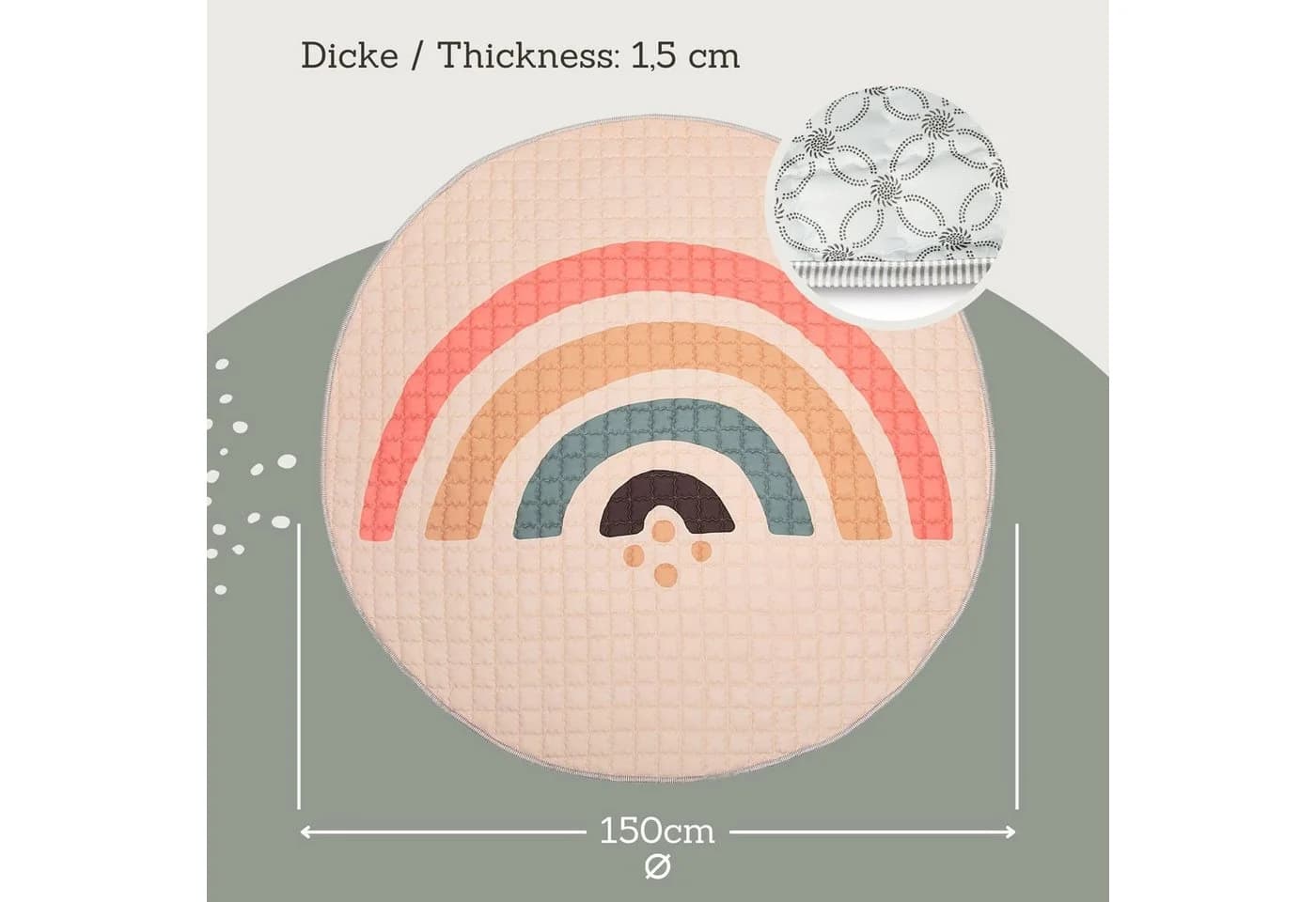 Hakuna Matte Krabbeldecke 150cm Gesteppte Baby 1,5cm Dicke Rutschfest