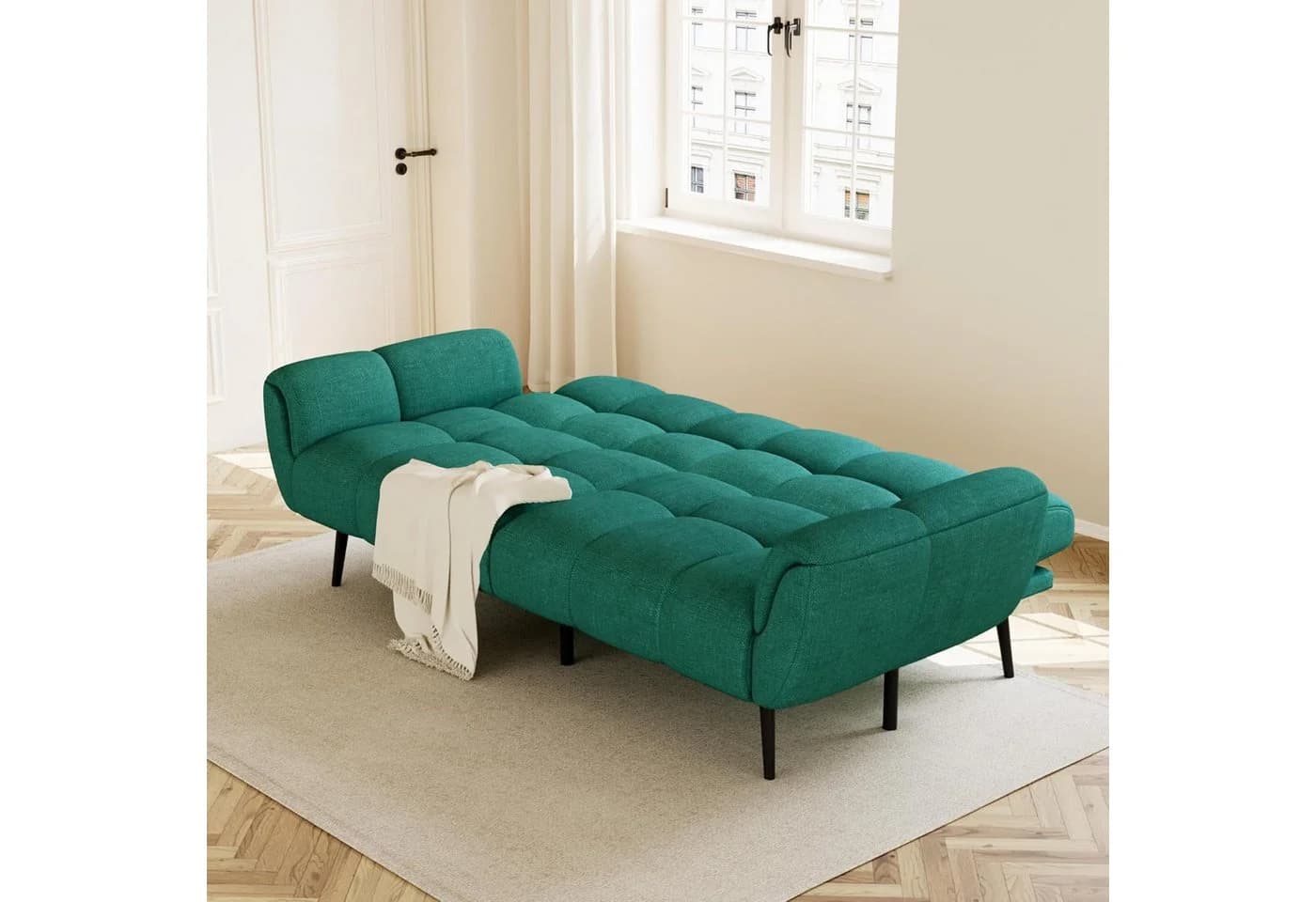 Jiexi 3-Sitzer Sofa Mit Schlaffunktion Grün Leinen - Bild 3