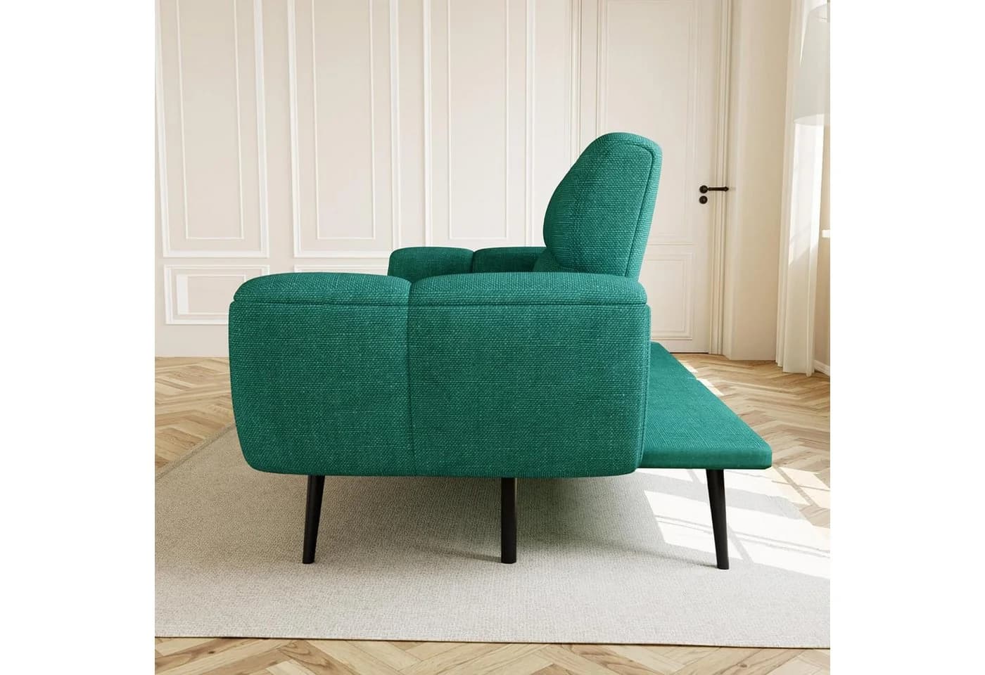 Jiexi 3-Sitzer Sofa Mit Schlaffunktion Grün Leinen - Bild 4