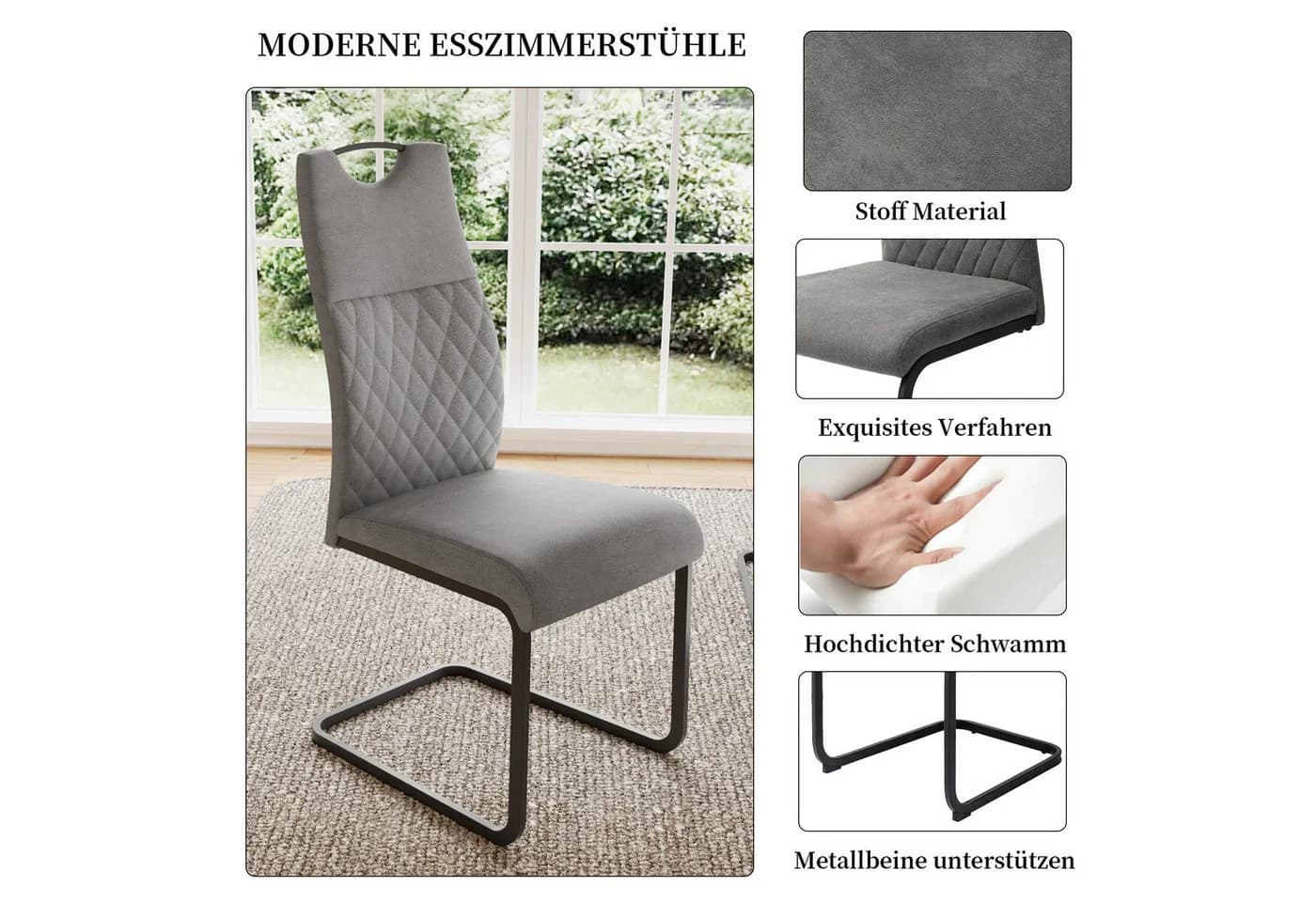 Jiexi Essgruppe Esstisch Mit 4-8 Stühlen Set, Ausziehbar 160-200cm - Bild 4