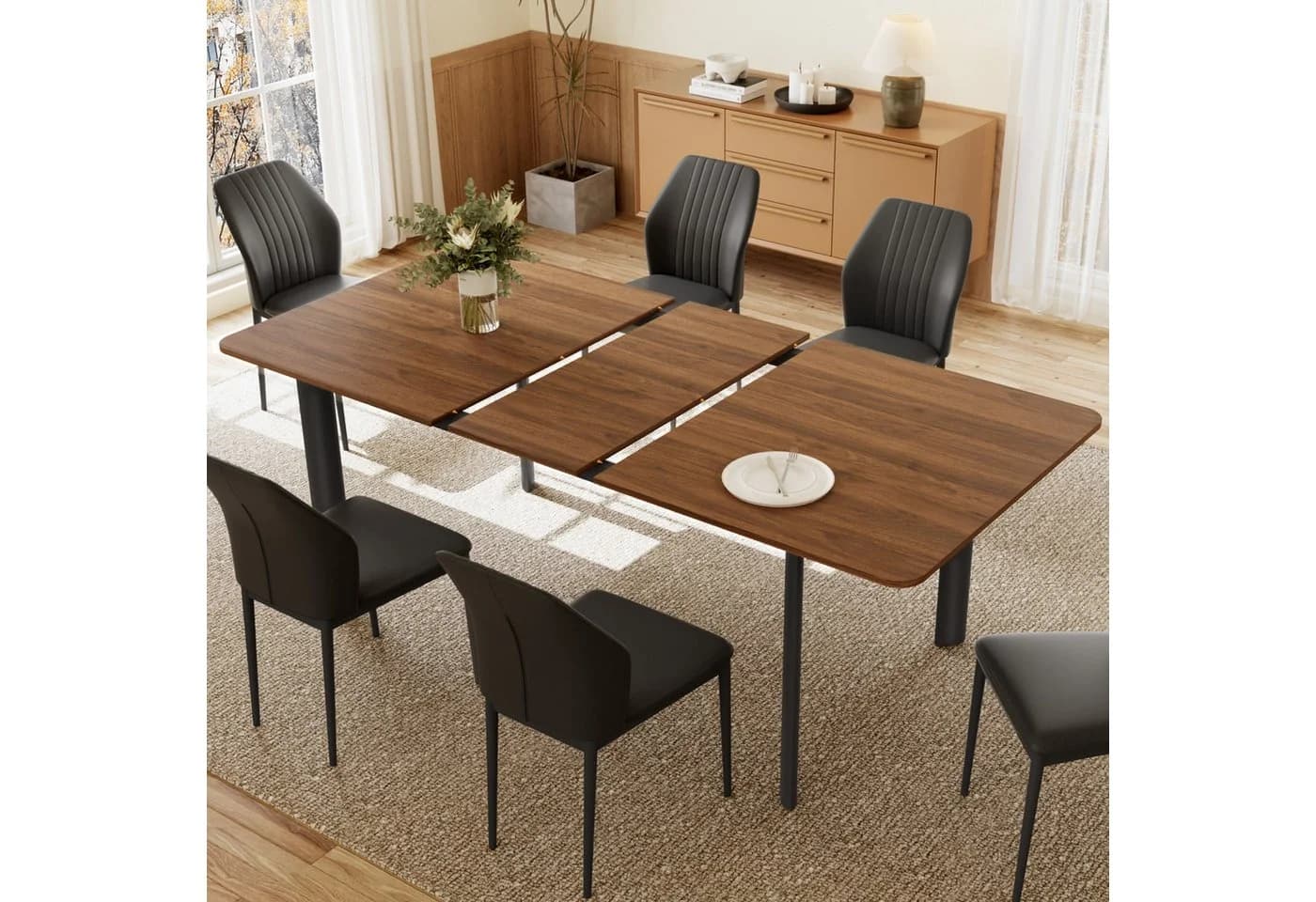 Jiexi Essgruppe Ausziehbar 160-200cm mit 6 Stühlen - Bild 3