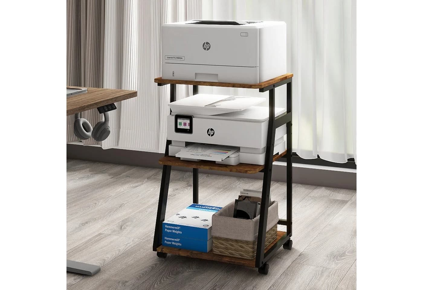 PUNCIA Druckertisch Braun 3 Ebenen verstellbar - Bild 4