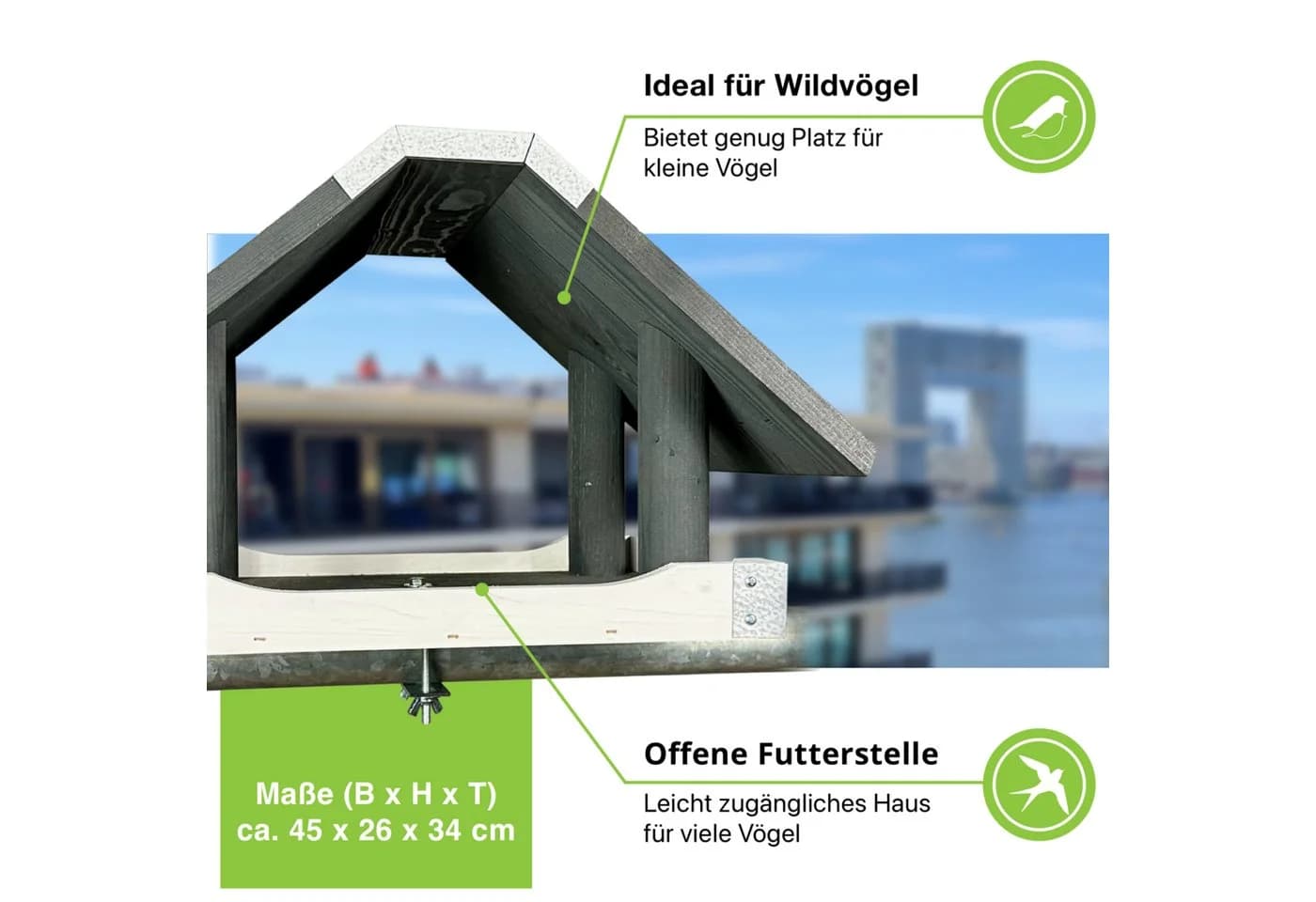 gartenetage Vogelhaus Modernes Vogelhaus mit Balkonhalterung aus Kiefernholz