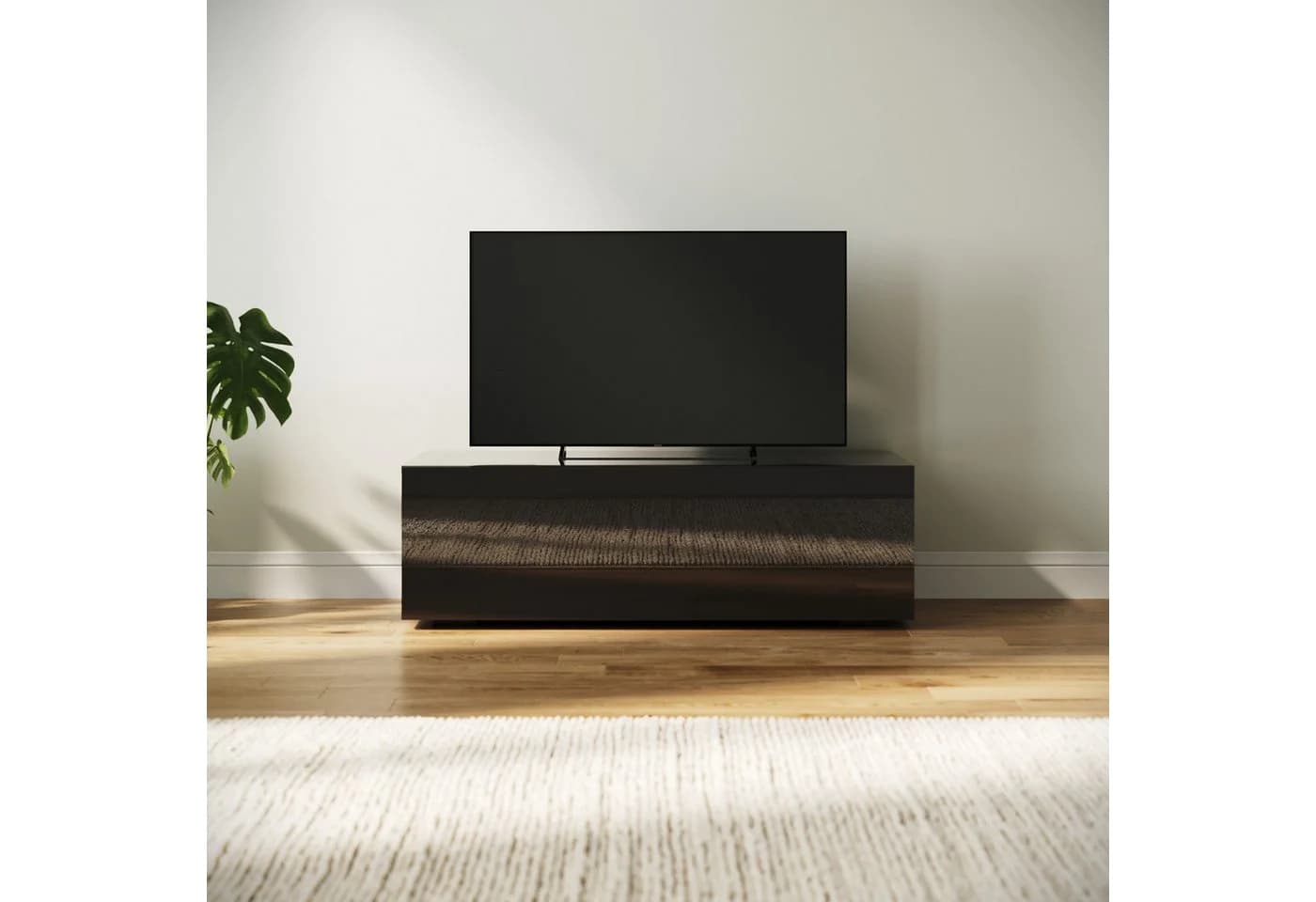 SONNI TV-Schrank 100cm Weiß Schwarz Hochglanz