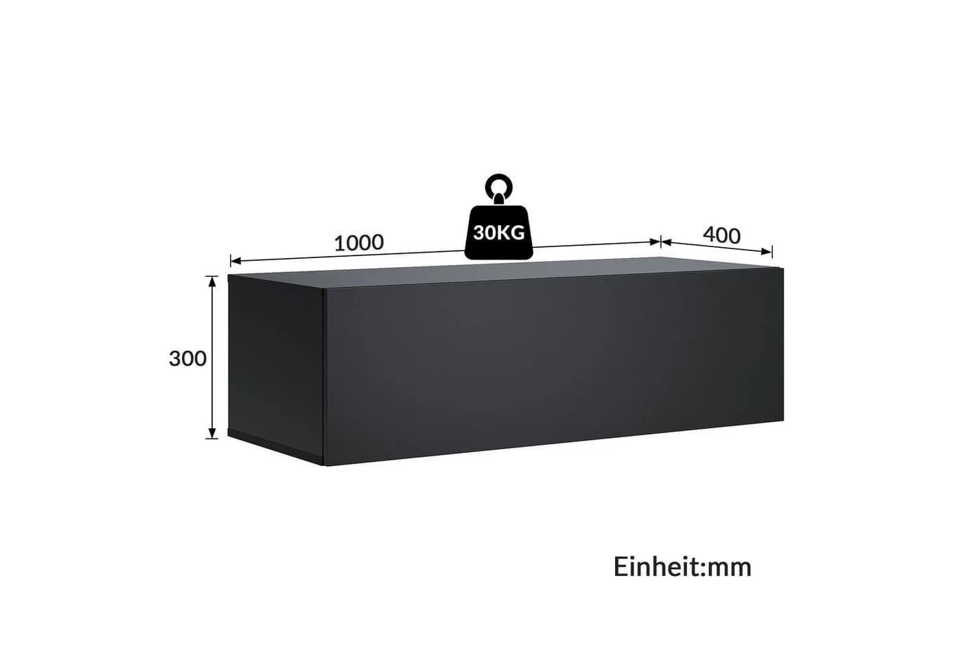 SONNI TV-Schrank 100cm Weiß Schwarz Hochglanz - Bild 4