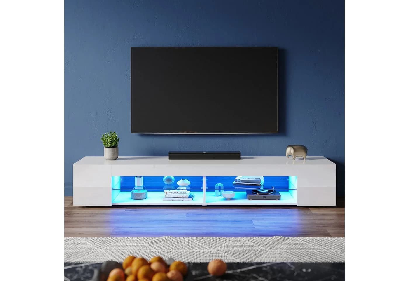 SONNI Lowboard TV Schrank Weiß Grifflos - Bild 2