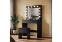 SONNI Schminktisch Modern Schwarz mit Spiegel, Hocker, Schublade, Kosmetiktisch, 3 Lichtmodi Bild 1