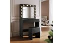 SONNI Schminktisch Modern Schwarz mit Spiegel, Hocker, Schublade, Kosmetiktisch, 3 Lichtmodi Bild 2
