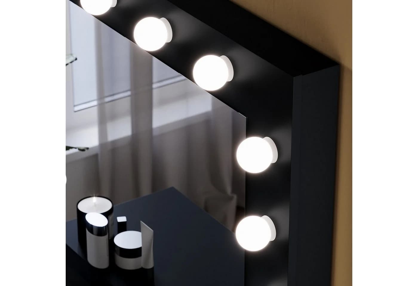 SONNI Schminktisch Modern Schwarz mit Spiegel, Hocker, Schublade, Kosmetiktisch, 3 Lichtmodi - Bild 4