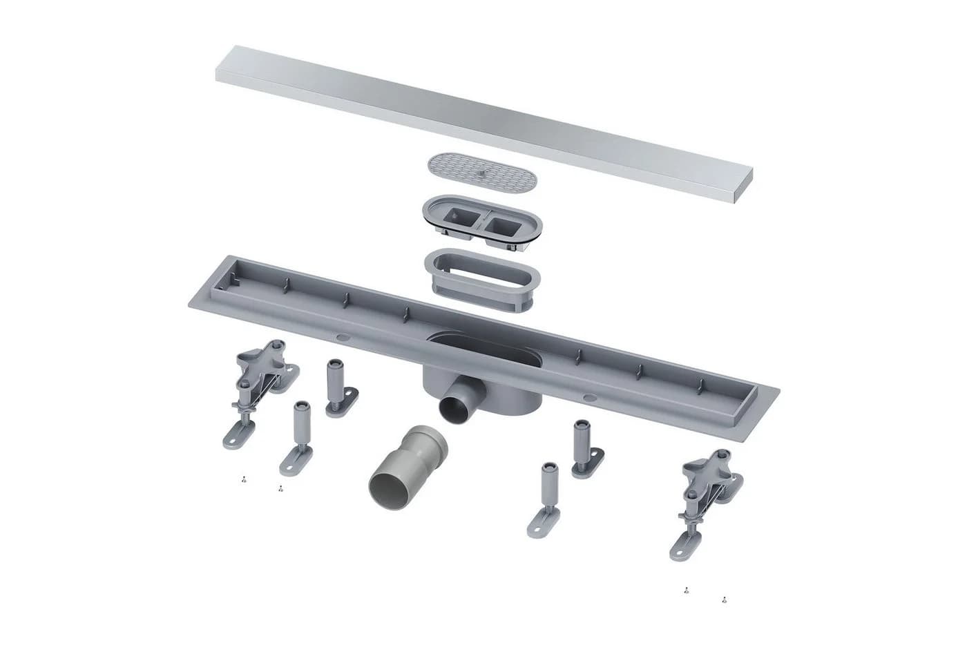 SONNI Duschrinne 2-in-1 Flachduschrinne Edelstahl 40-80 cm 360° verstellbar - Bild 2