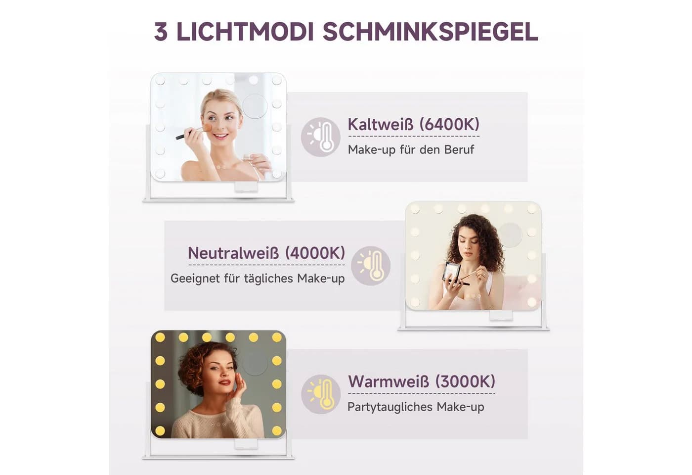 SONNI Schminkspiegel mit LED-Beleuchtung und 10-facher Lupe - Bild 4