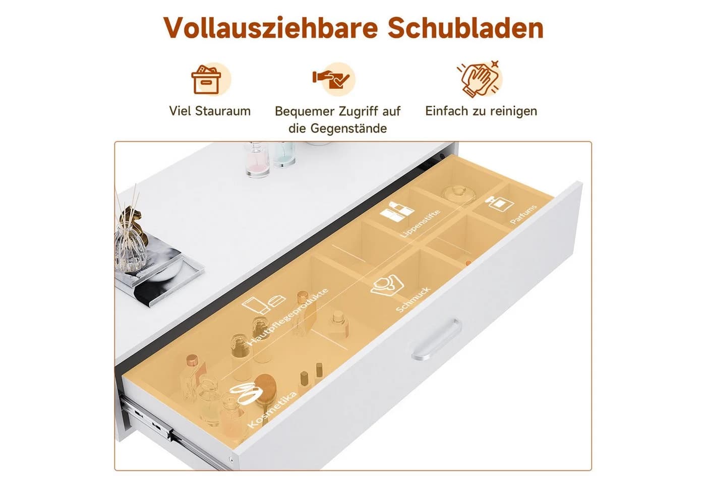 SONNI Schminktisch Weiß Wandmontierter Schreibtisch - Bild 5