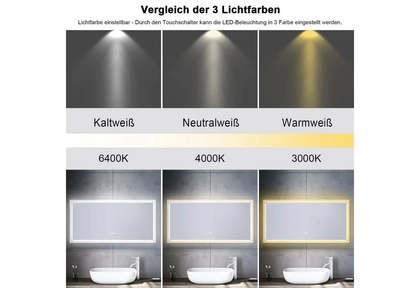 SONNI Badspiegel mit LED-Beleuchtung und Bluetooth-Lautsprecher - Bild 4