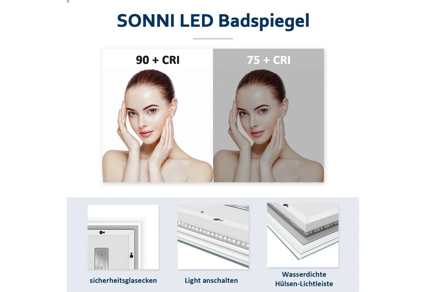 SONNI Badspiegel mit LED-Beleuchtung und Bluetooth-Lautsprecher - Bild 5