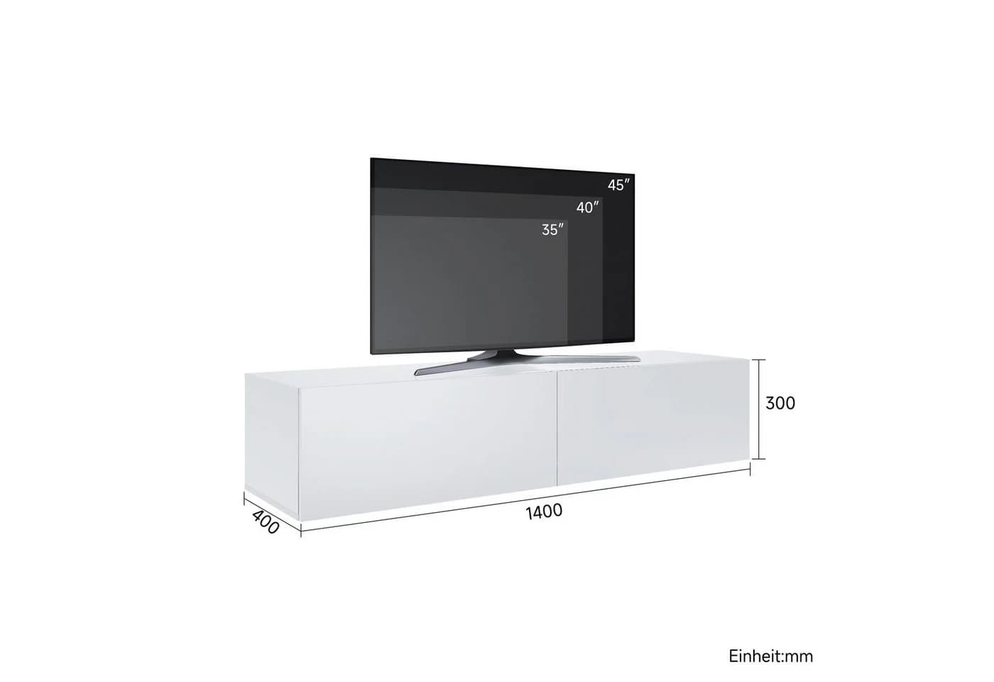 SONNI TV Schrank Weiß/Schwarz Hochglanz Lowboard LED-Beleuchtung - Bild 5