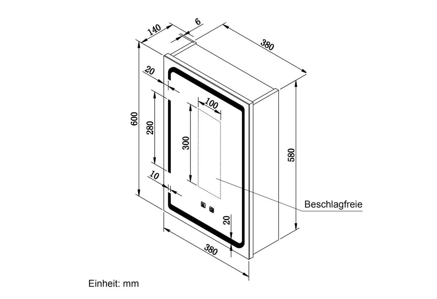 SONNI Doppeltüriger Badspiegelschrank mit 3 Farblichtern - Bild 3